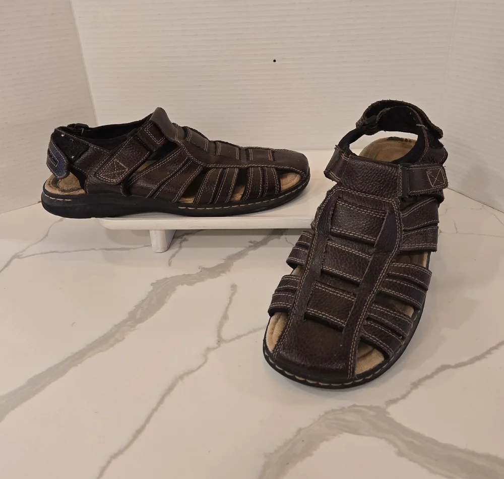 Leather Brown Fishermans Hiking Outdoor Sandals Mens Size 12